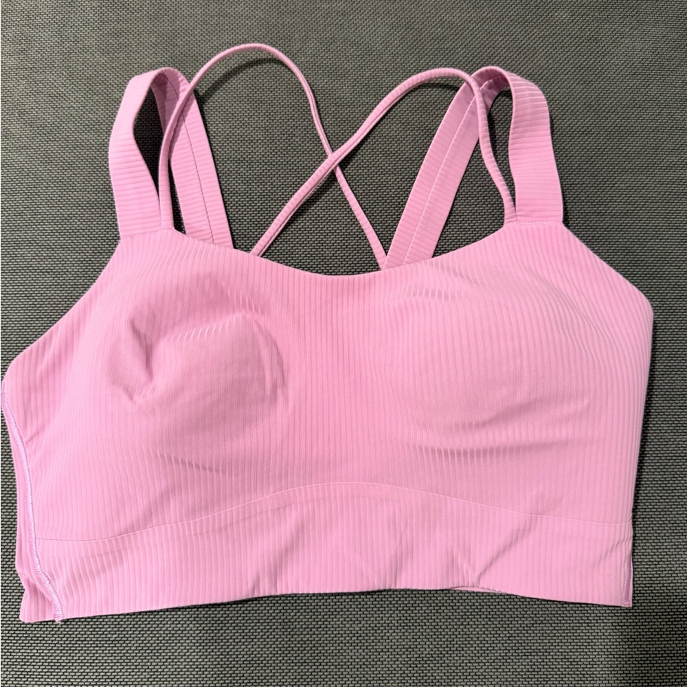 Lululemon Pink Sports Bra: Like a Cloud Ribbed Longline Bra Light Support Size M